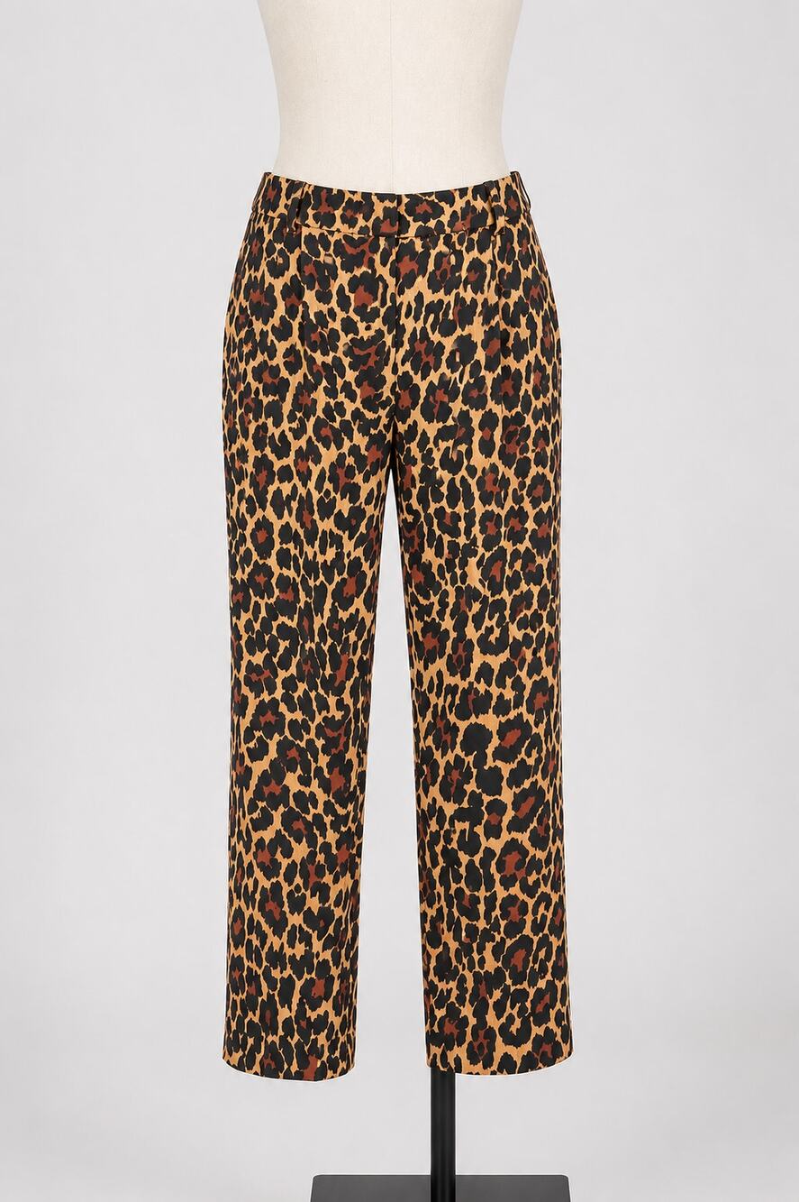 J Crew | Leopard Print Pants Slacks Satiny 8 Brown Black